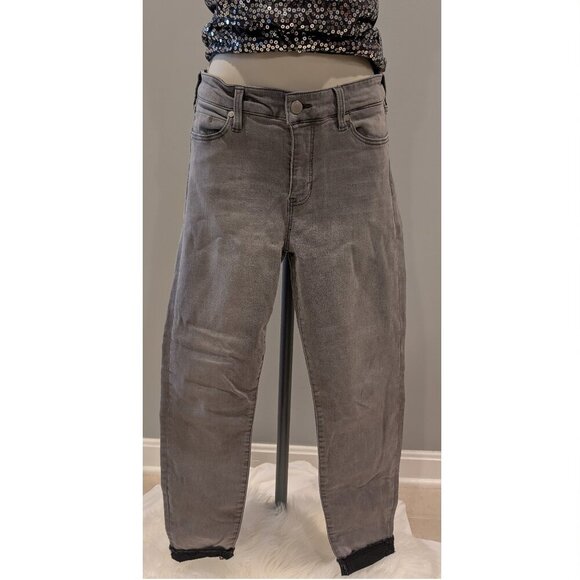 LIVERPOOL ankle skinny charcoal gray jeans with black distressed cuffed hem - Picture 1 of 16